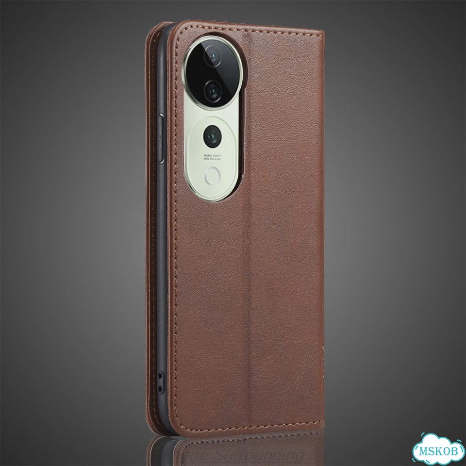 Кожаный чехол для Vivo V40 5G / V40 Pro 5G, флип-чехол, держатель для карт, кобура с магнитным притя фото 5