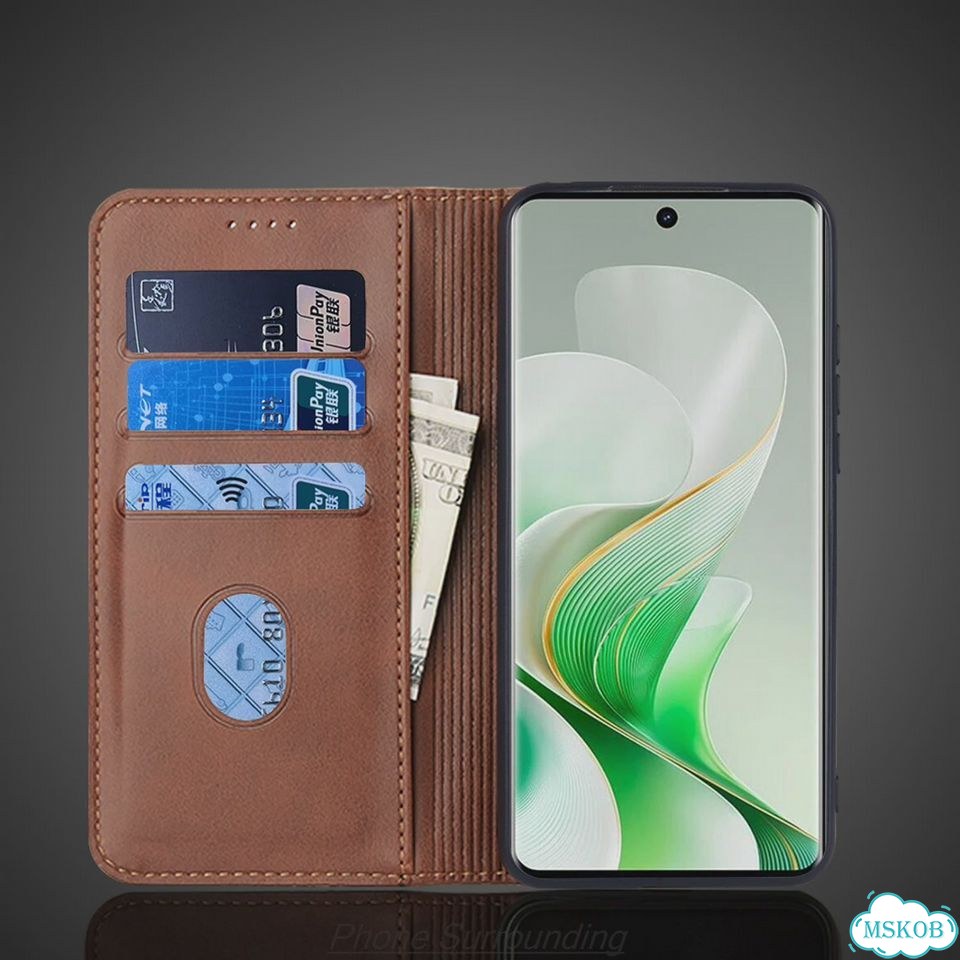 Кожаный чехол для Vivo V40 5G / V40 Pro 5G, флип-чехол, держатель для карт, кобура с магнитным притя фото 6