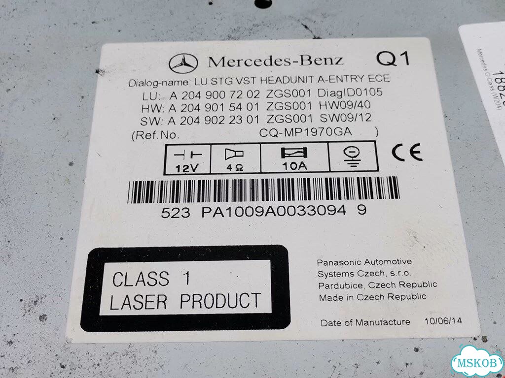 Магнитола mercedes-benz C-Class (W204) фото 5