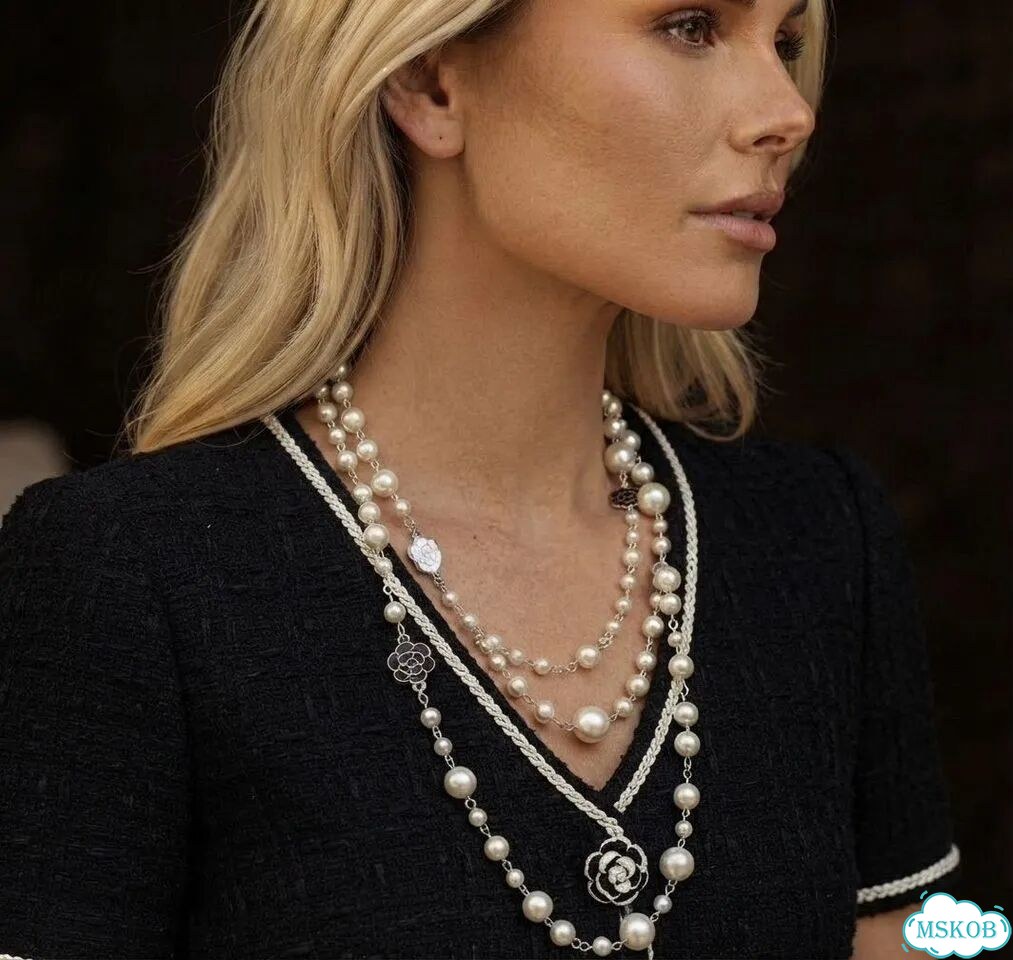 Ожерелье Chanel камелия длинное- бусы Шанель фото 9
