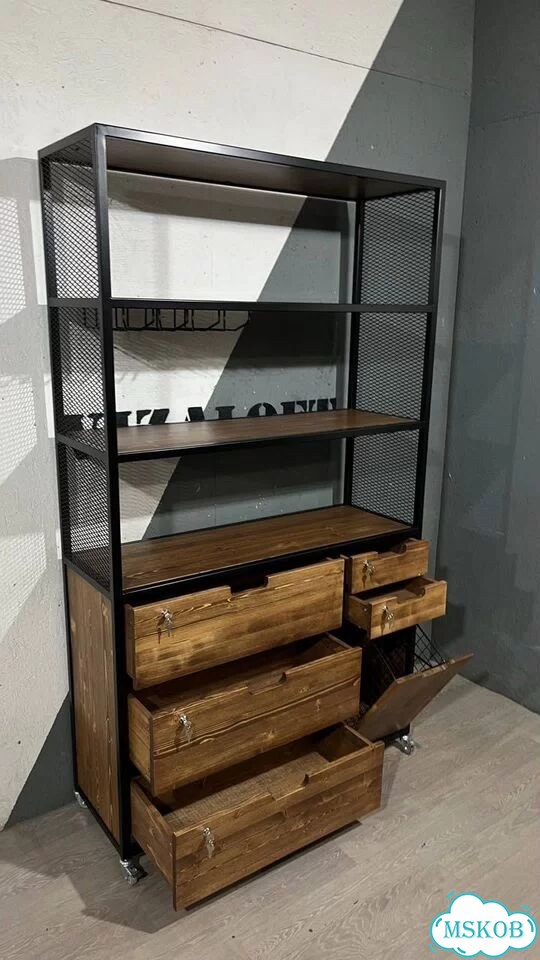 Станция официанта лофт на заказ из дерева фото 7