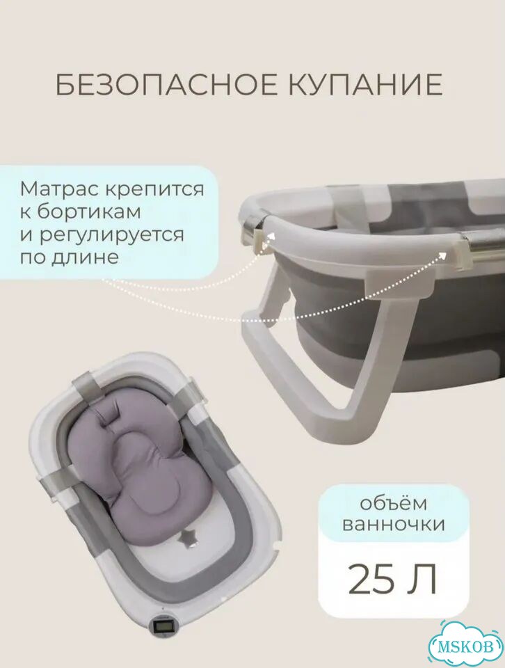 Ванночка для купания складная с термометром фото 3