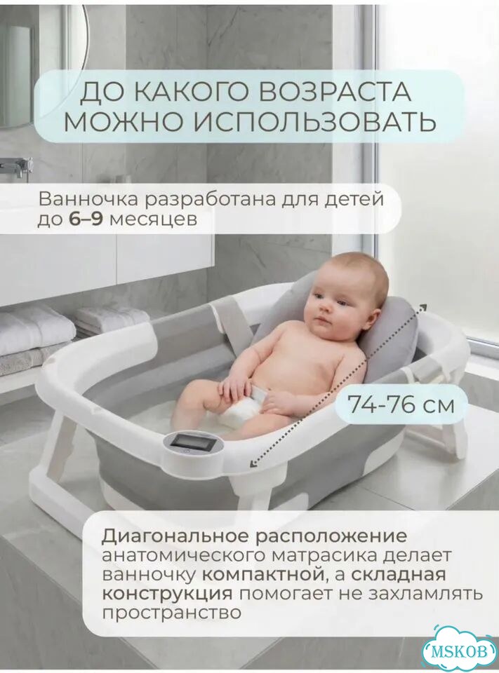 Ванночка для купания складная с термометром фото 4