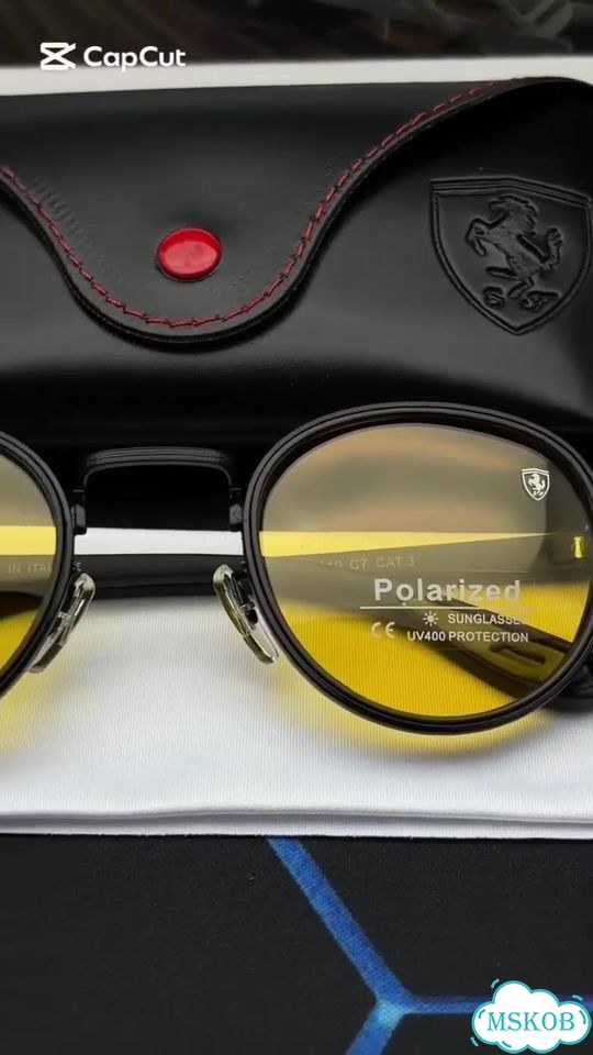 Очки Ray-Ban Ferrari круглые желтые UV400 фото 1