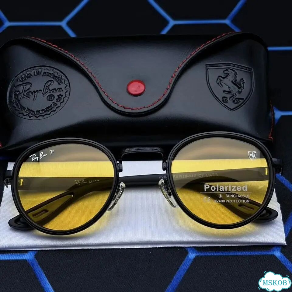 Очки Ray-Ban Ferrari круглые желтые UV400 фото 2