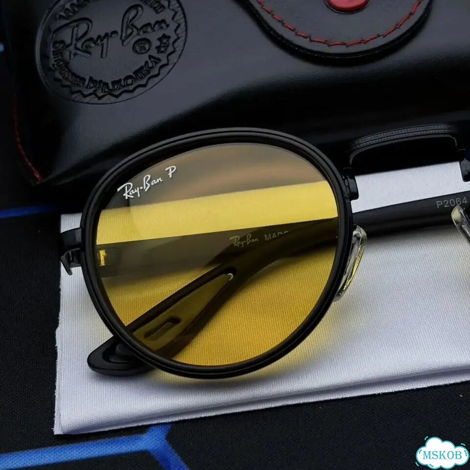 Очки Ray-Ban Ferrari круглые желтые UV400 фото 3