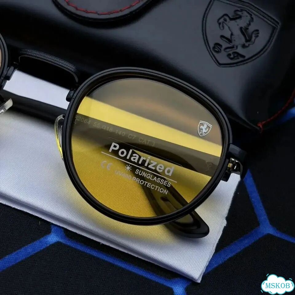 Очки Ray-Ban Ferrari круглые желтые UV400 фото 4