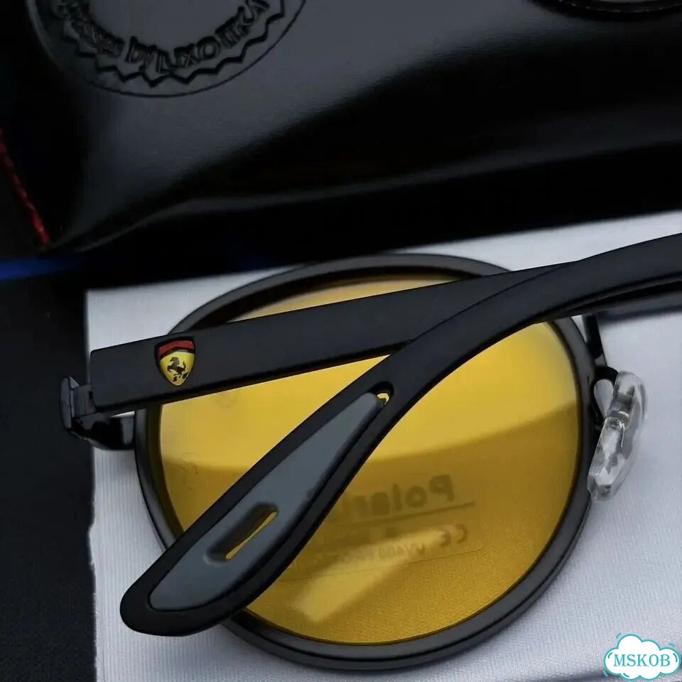 Очки Ray-Ban Ferrari круглые желтые UV400 фото 5