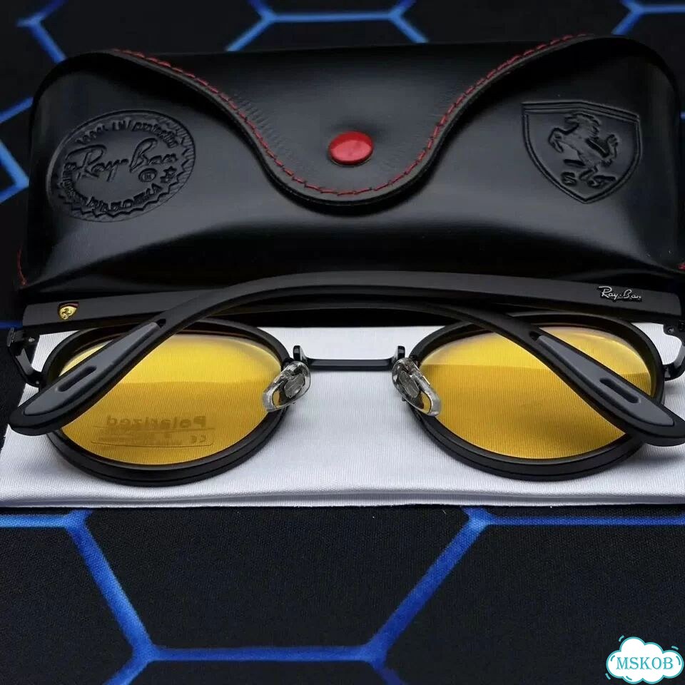 Очки Ray-Ban Ferrari круглые желтые UV400 фото 8