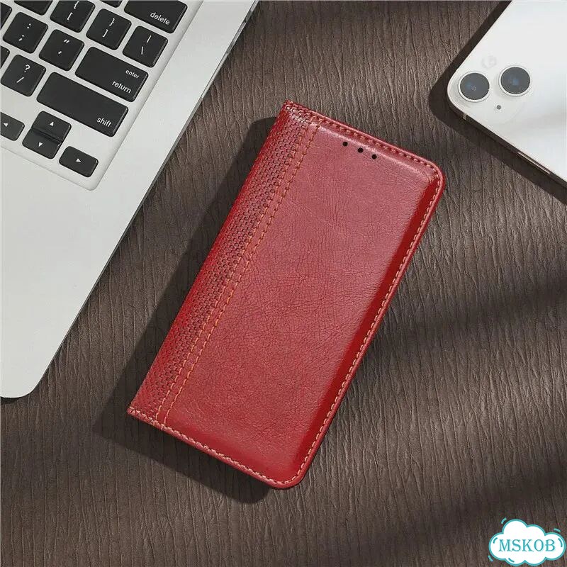Красный чехол-книжка для Xiaomi Poco M6 Pro фото 1