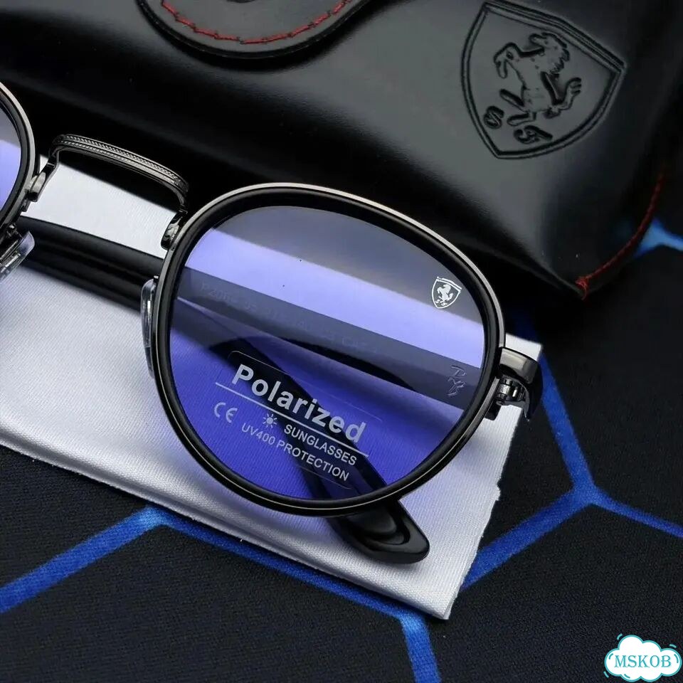 Очки Ray-Ban Ferrari круглые синие UV400 фото 4