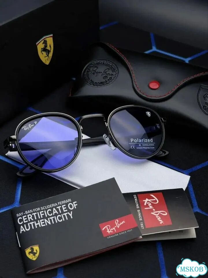 Очки Ray-Ban Ferrari круглые синие UV400 фото 7