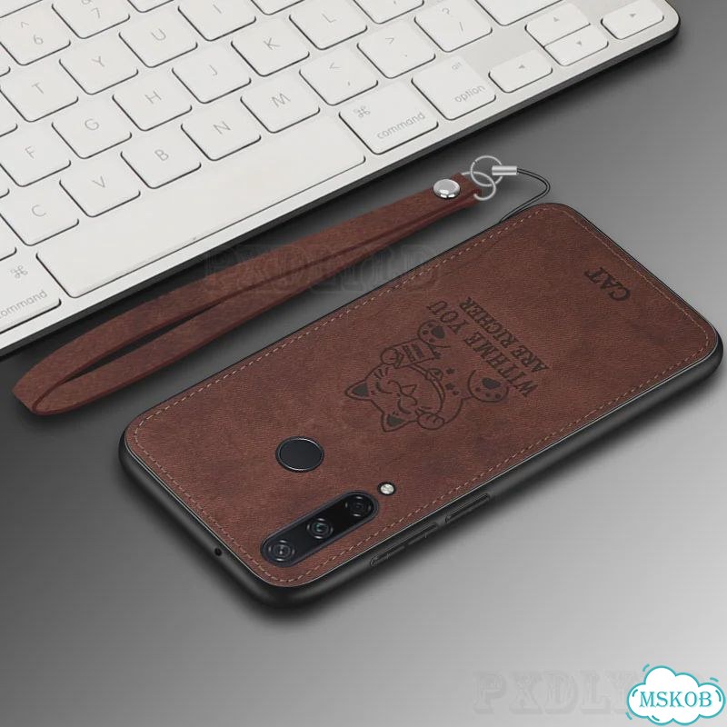 Тканевый магнитный чехол для телефона Huawei Honor 10 20 Lite 10i 30 50 SE 70 90 Brown-Cat, Honor 30 фото 1