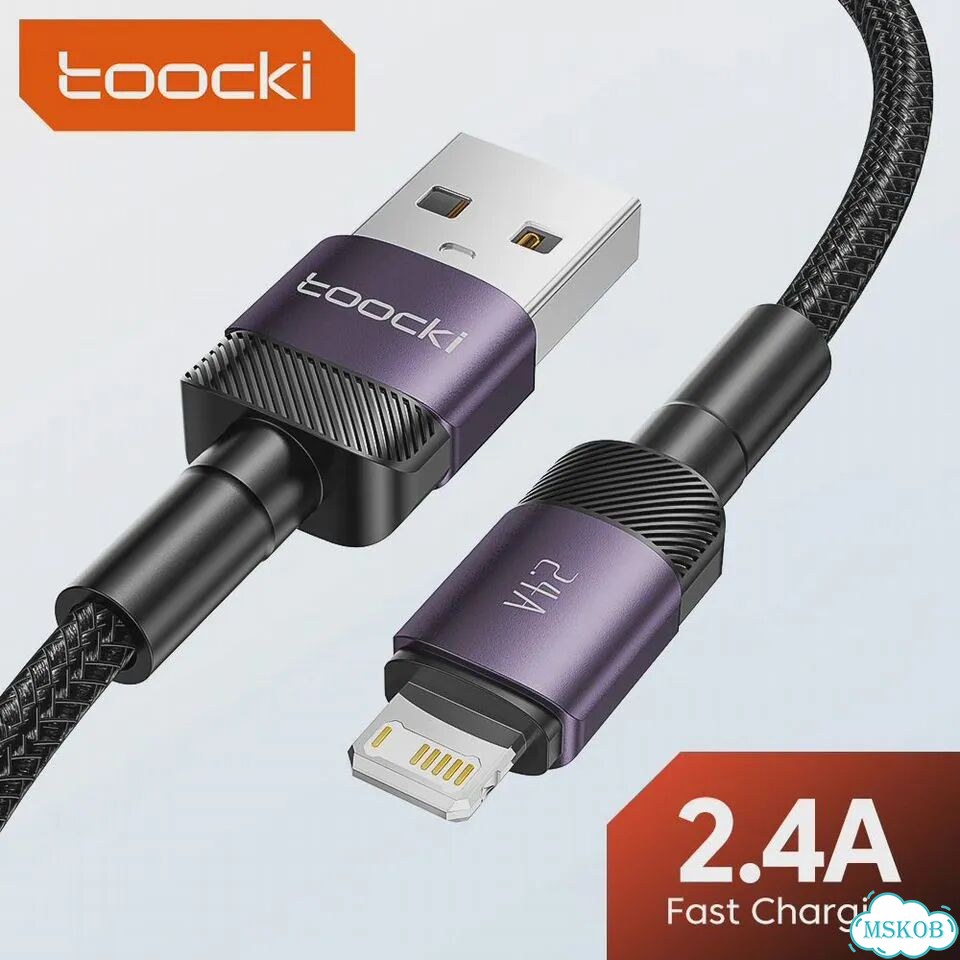 Toocki USB-A to IP кабель, 2.4A, черный, 3 м фото 2