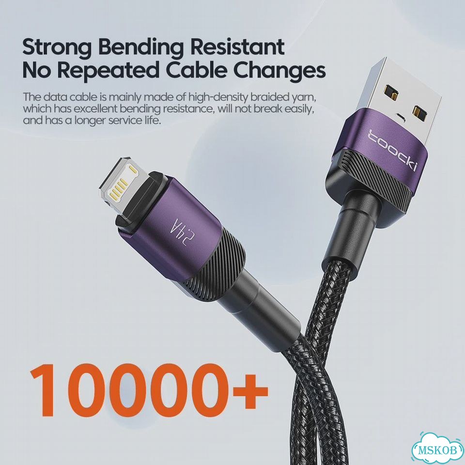 Toocki USB-A to IP кабель, 2.4A, черный, 3 м фото 6
