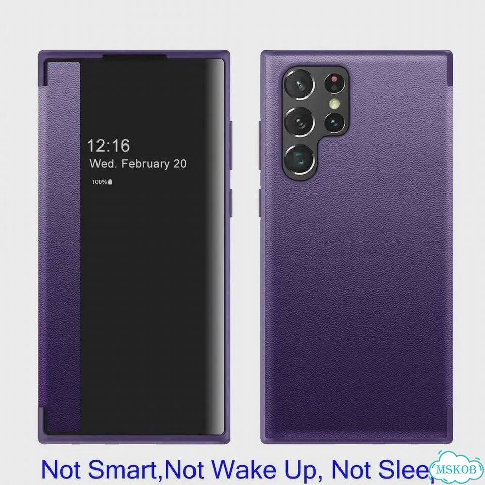 Фиолетовый кожаный чехол-книжка для Samsung Galaxy S23 Ultra фото 1