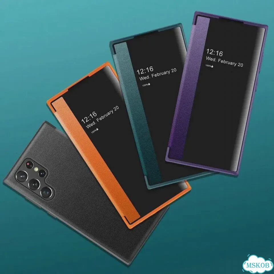 Фиолетовый кожаный чехол-книжка для Samsung Galaxy S23 Ultra фото 3