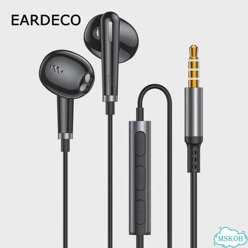 Белые проводные наушники eardeco с микрофоном 3.5mm фото 2