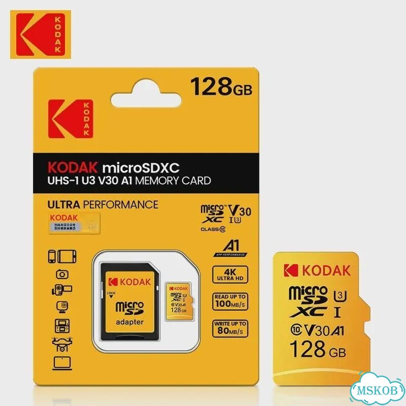 Kodak Micro SD карта памяти 32/64/128/256 гб Class10 V30 128GB фото 1