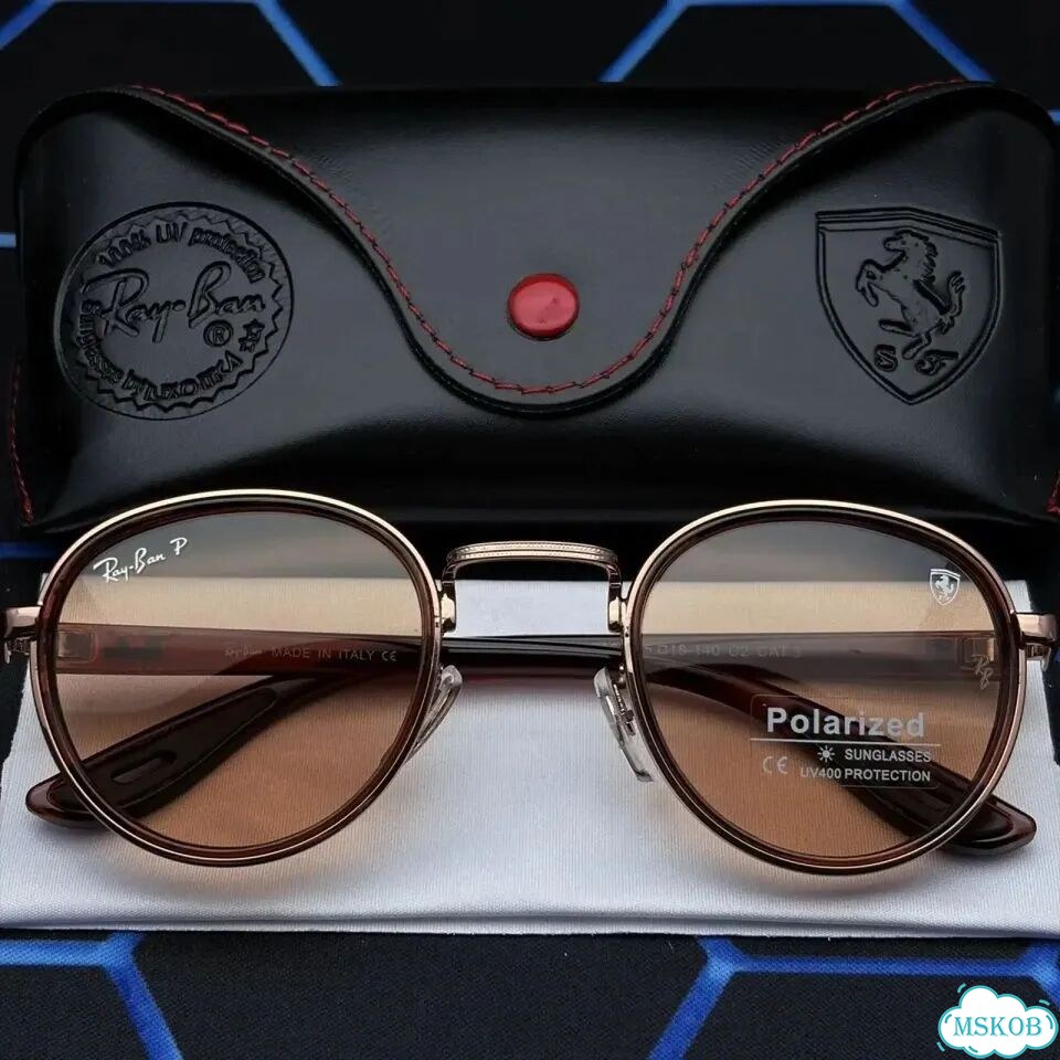 Очки Ray-Ban Ferrari круглые коричневые UV400 фото 2