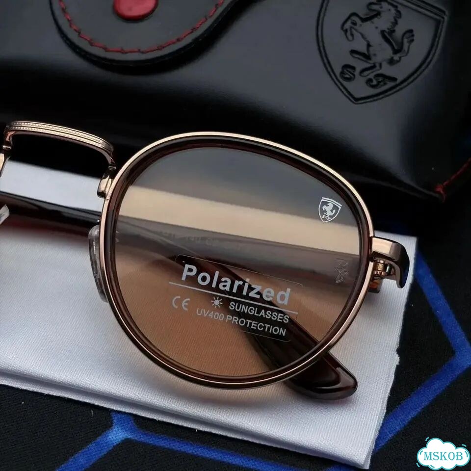 Очки Ray-Ban Ferrari круглые коричневые UV400 фото 4