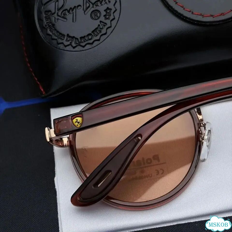 Очки Ray-Ban Ferrari круглые коричневые UV400 фото 5