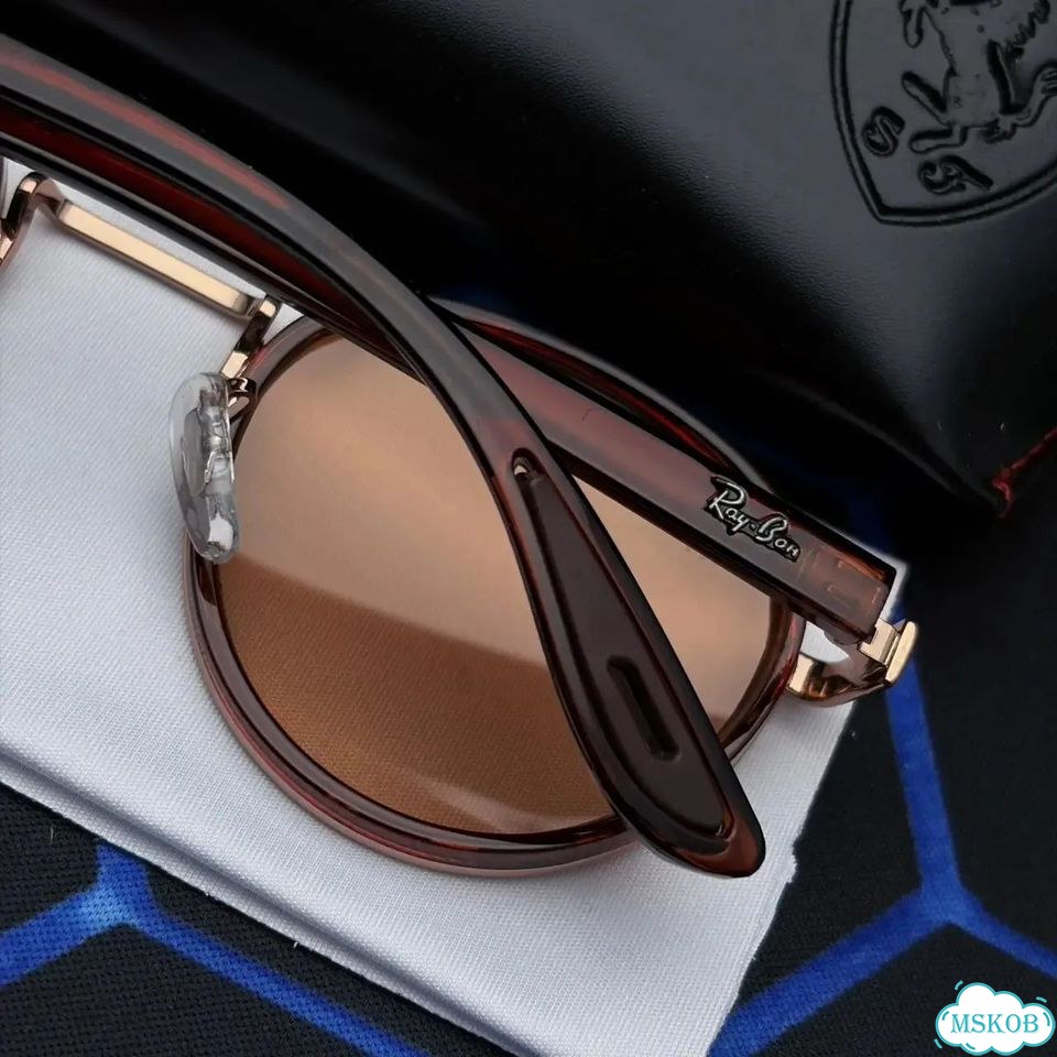 Очки Ray-Ban Ferrari круглые коричневые UV400 фото 6