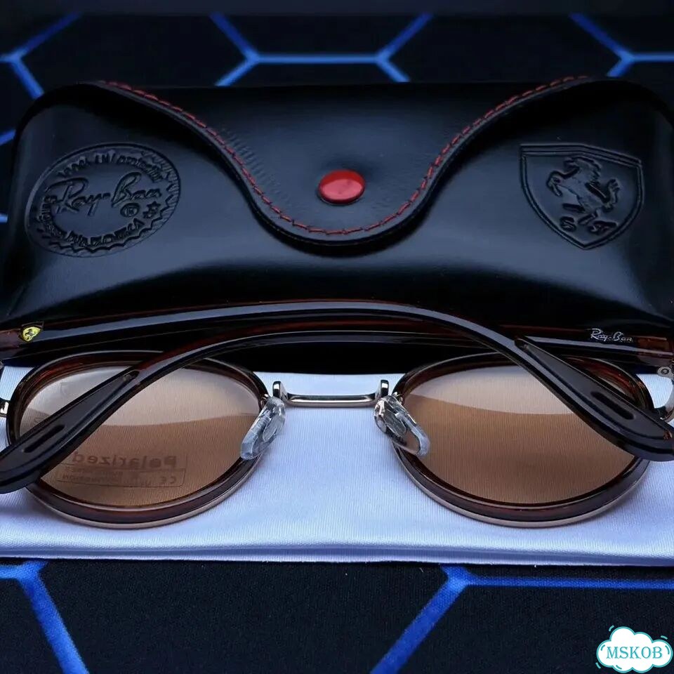 Очки Ray-Ban Ferrari круглые коричневые UV400 фото 8