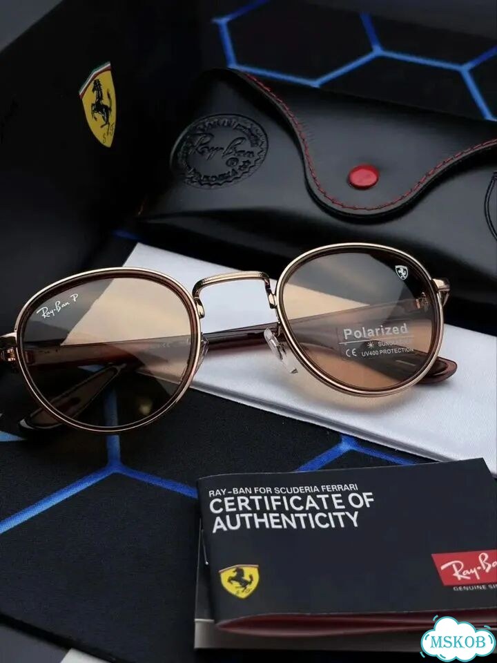 Очки Ray-Ban Ferrari круглые коричневые UV400 фото 9