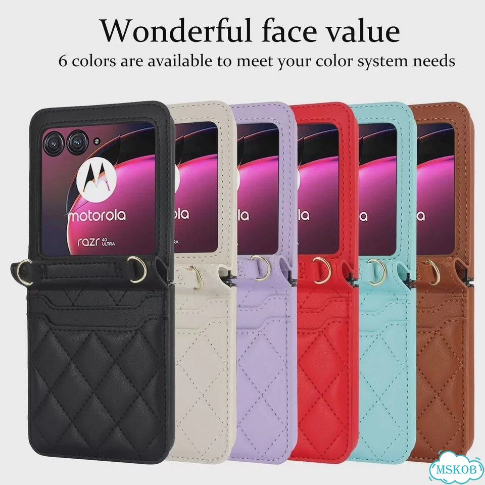 Красный чехол-кошелек с ремешком для Motorola Razr 50 Ultra фото 6