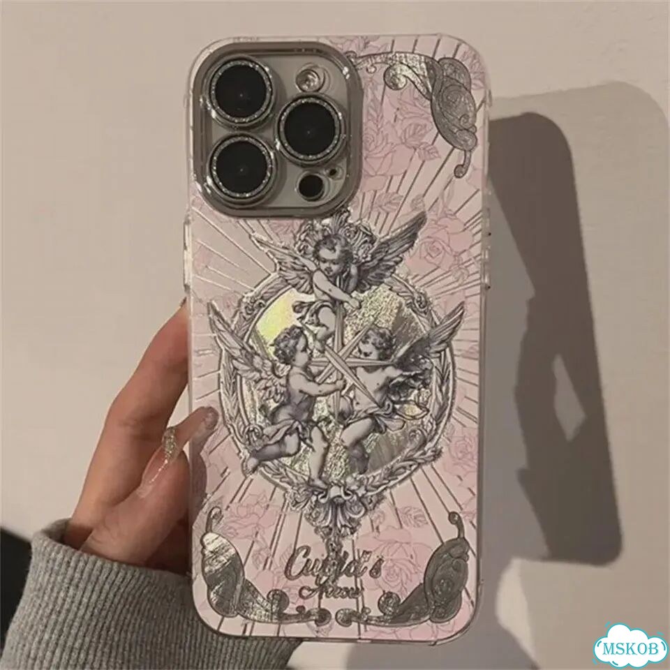 Роскошный чехол с серебряным покрытием Купидона, розового ангела для iPhone 16, 2, For iPhone 12 Pro фото 1