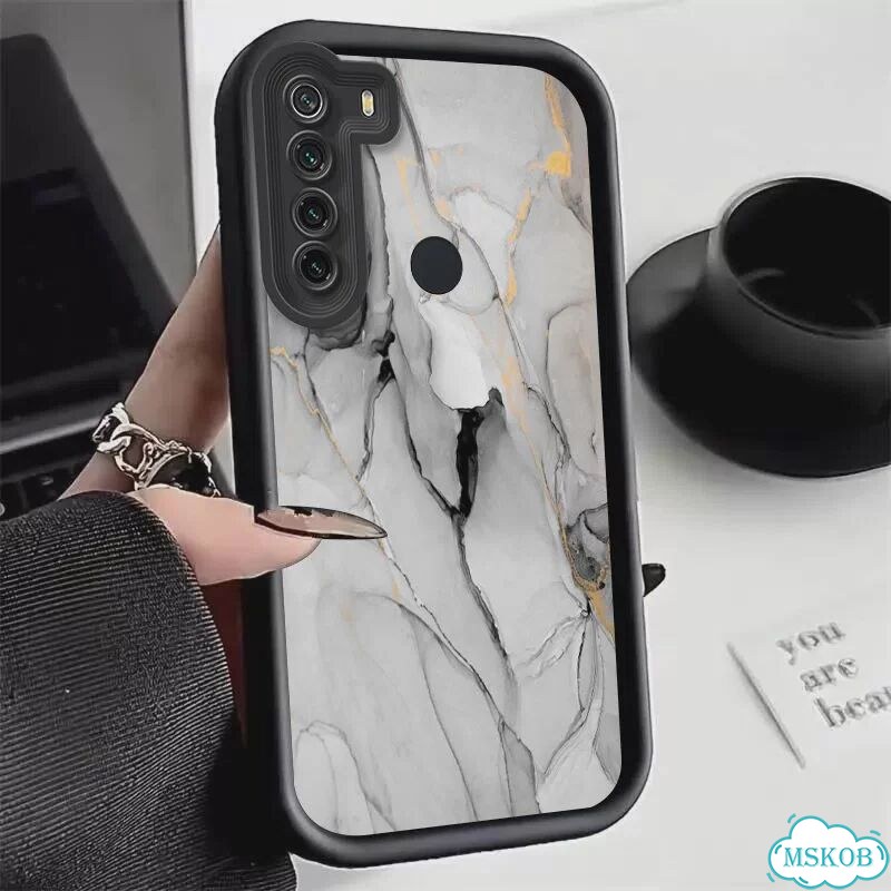 Черный силиконовый чехол Redmi Note 8 Pro мрамор фото 1