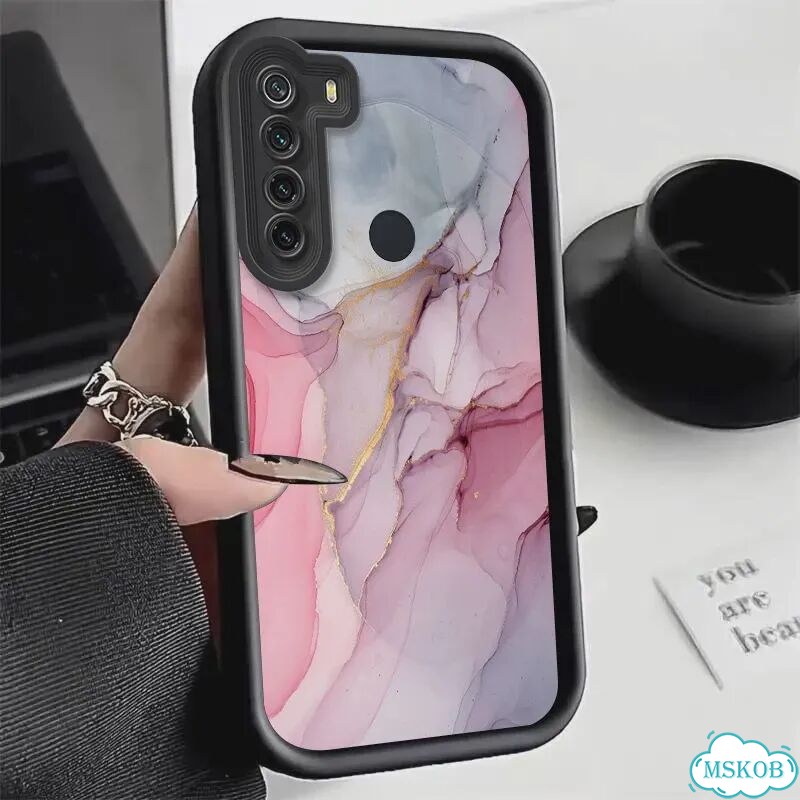 Черный силиконовый чехол Redmi Note 8 Pro мрамор фото 3
