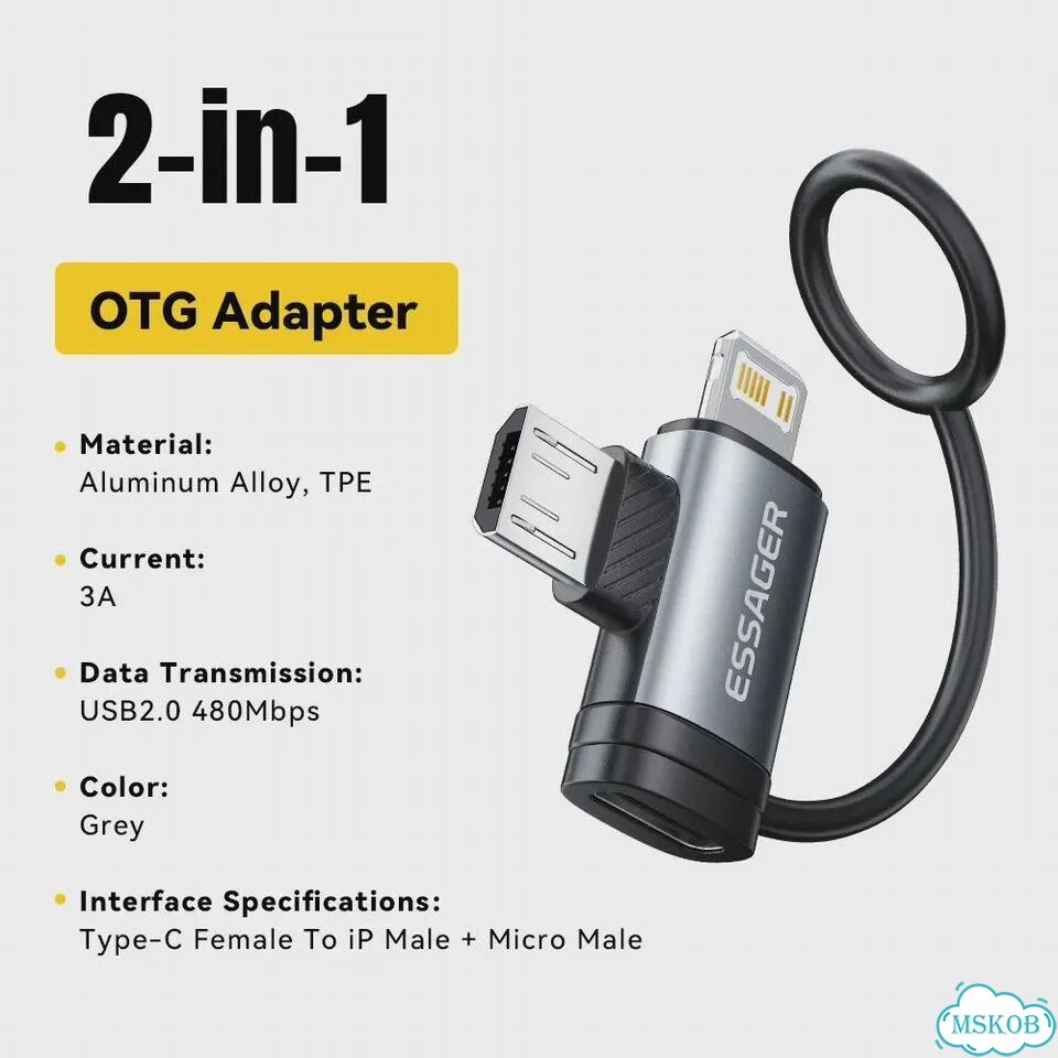 Essager Type C к освещенному микроадаптеру 3A для быстрой зарядки типа C «мама» на Lightning Micro « фото 1
