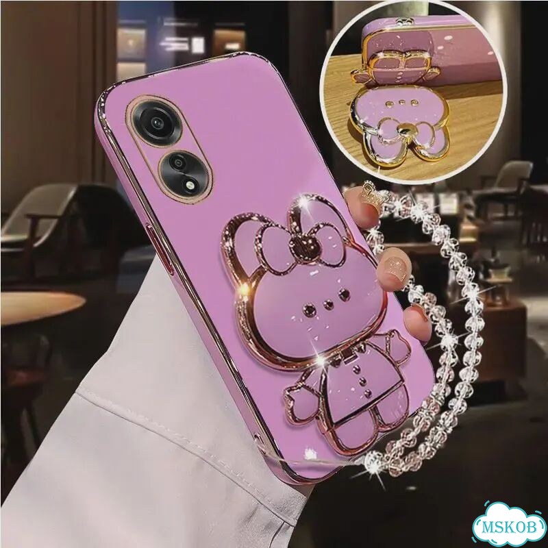 Розовый чехол Oppo A96 с Hello Kitty и ремешком фото 2