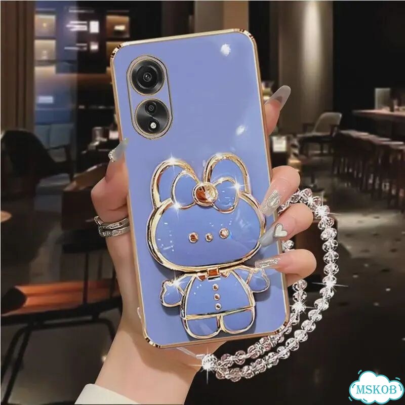 Розовый чехол Oppo A96 с Hello Kitty и ремешком фото 7