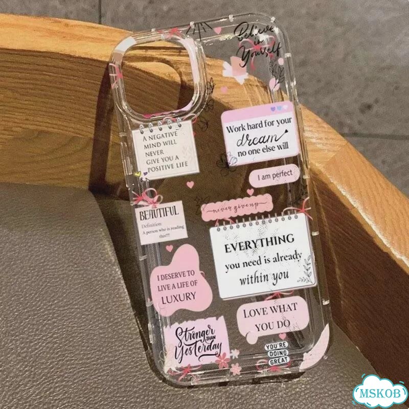 Простой утолщенный чехол для телефона с рисунком слогана для iPhone 16E 16 15 14 For iPhone 11 Pro фото 1