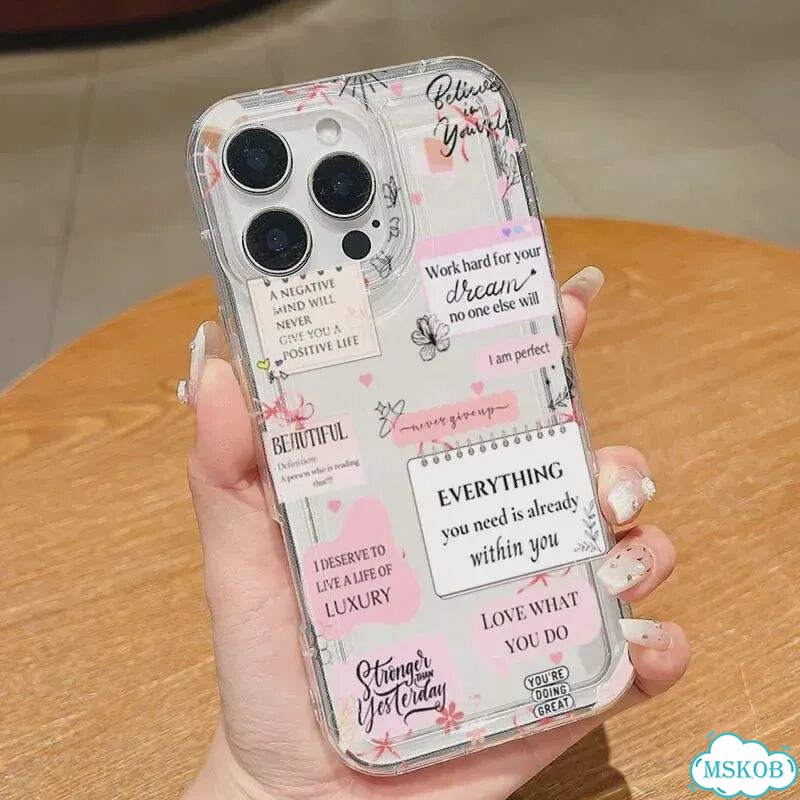 Простой утолщенный чехол для телефона с рисунком слогана для iPhone 16E 16 15 14 For iPhone 11 Pro фото 2