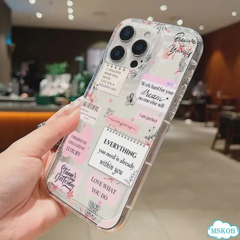 Простой утолщенный чехол для телефона с рисунком слогана для iPhone 16E 16 15 14 For iPhone 11 Pro фото 5