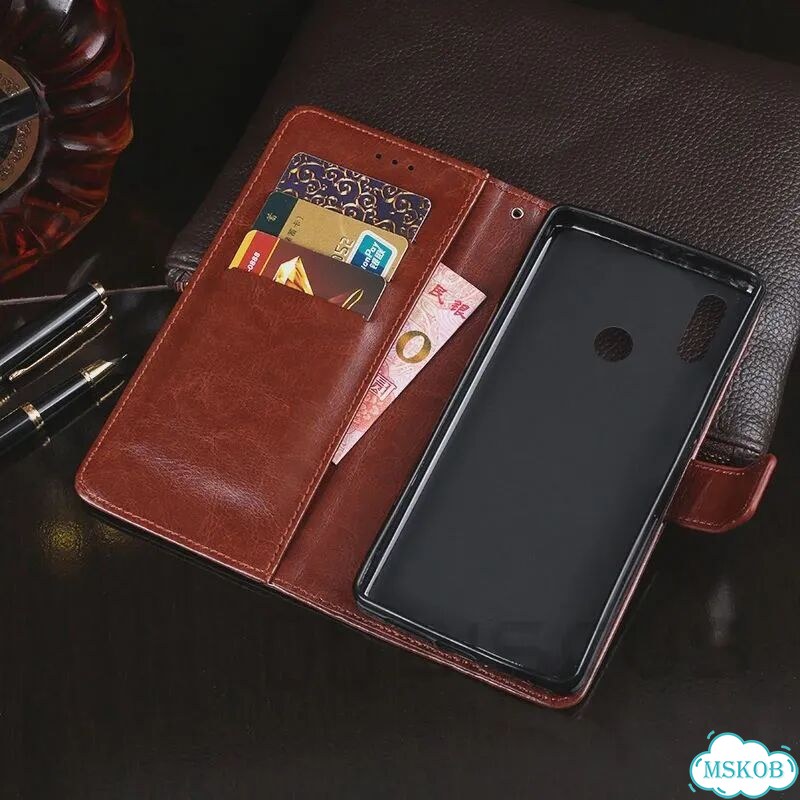 Черный кожаный чехол-книжка для Huawei Y7 2019 фото 6