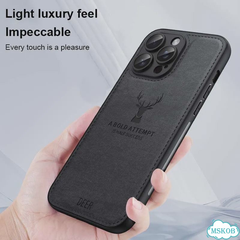 Мягкий кожаный дышащий чехол с головой оленя для iPhone 16, 15, 14, Серый, Gray, For iPhone 12 Pro фото 6