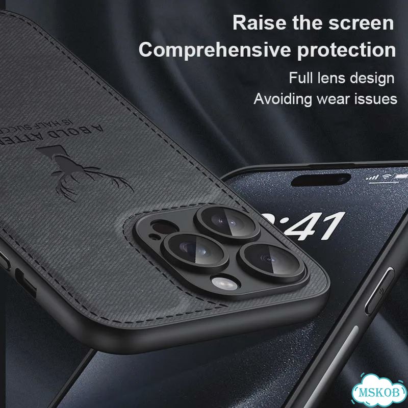 Мягкий кожаный дышащий чехол с головой оленя для iPhone 16, 15, 14, Серый, Gray, For iPhone 12 Pro фото 7