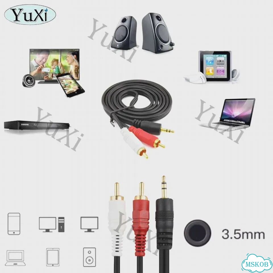 3.5 мм Aux на 2 RCA кабель, 41-43 см фото 3