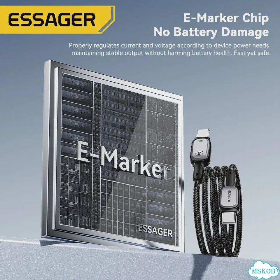 Кабель Essager типа C к типу C для iPhone 16 Huawei Xiaomi Samsung Macbook iPad PD 100 Вт, светодиод фото 5
