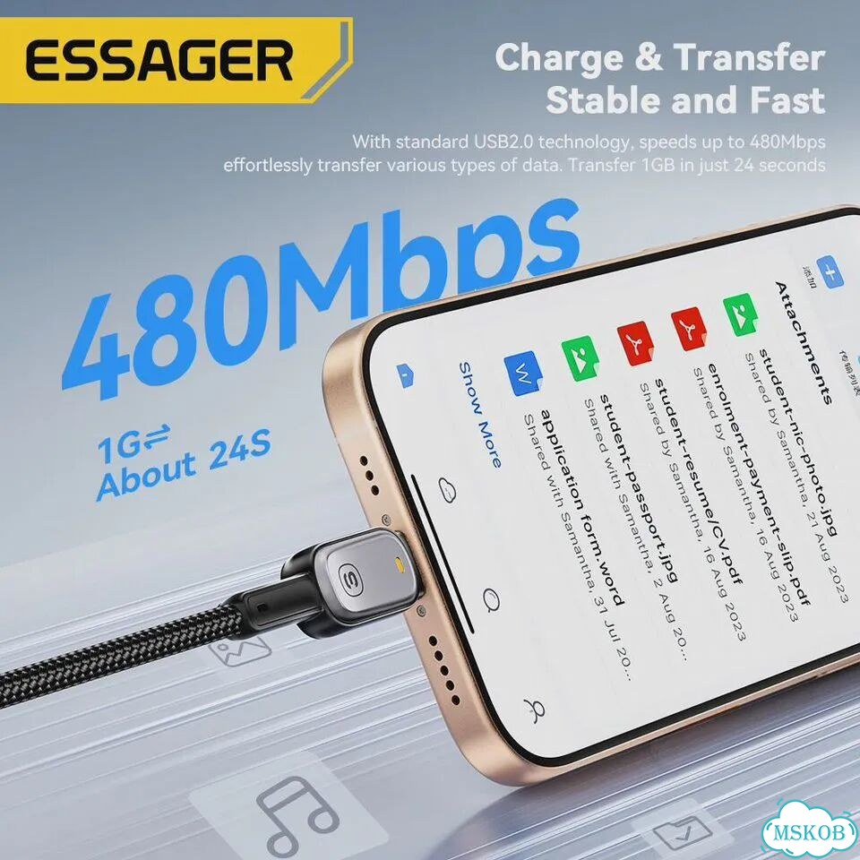 Кабель Essager типа C к типу C для iPhone 16 Huawei Xiaomi Samsung Macbook iPad PD 100 Вт, светодиод фото 6
