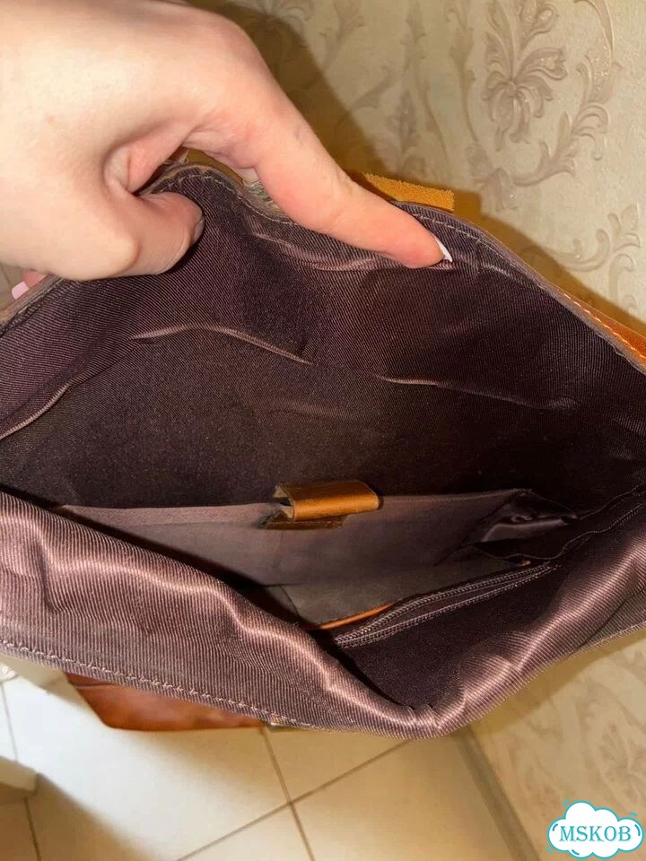 Мужской кожаный портфель коричневый фото 1