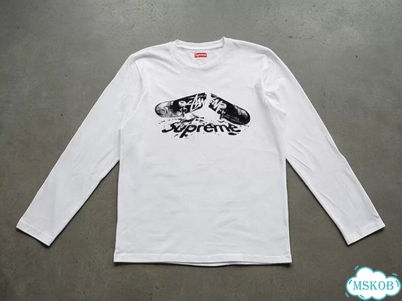 Лонгслив мужской Supreme белый Scateboard streetwear vintage AD0049 фото 1