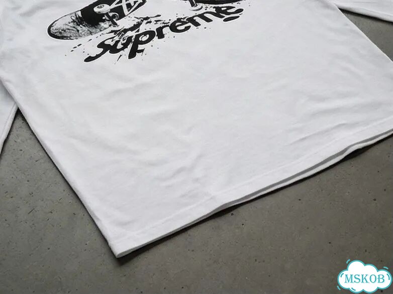 Лонгслив мужской Supreme белый Scateboard streetwear vintage AD0049 фото 5
