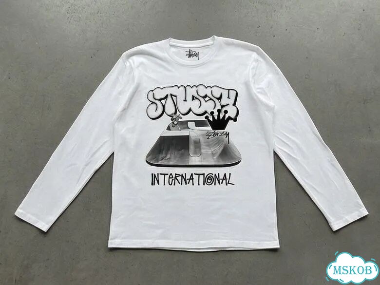 Лонгслив мужской Stussy белый unternational streetwear vintage AD0050 фото 1