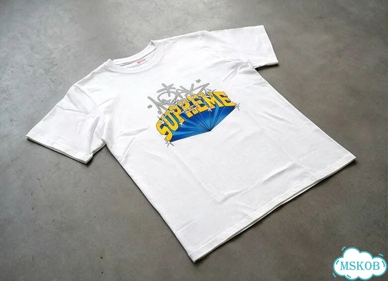 Футболка мужская Supreme белая (с желтыми буквами) streetwear vintage AC0092 фото 1